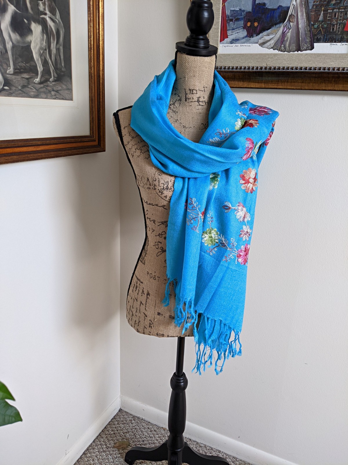 MEXICAN EMBROIDERED SOFT FRINGED SHAWL REBOZO WRAP 72 X 28 – MADE in MEXICO