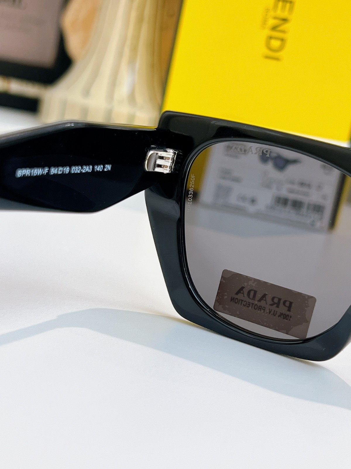 Prada PR 15WS Women Sunglasses AUTHENTIC Cateye Designer Black Gray Lenses