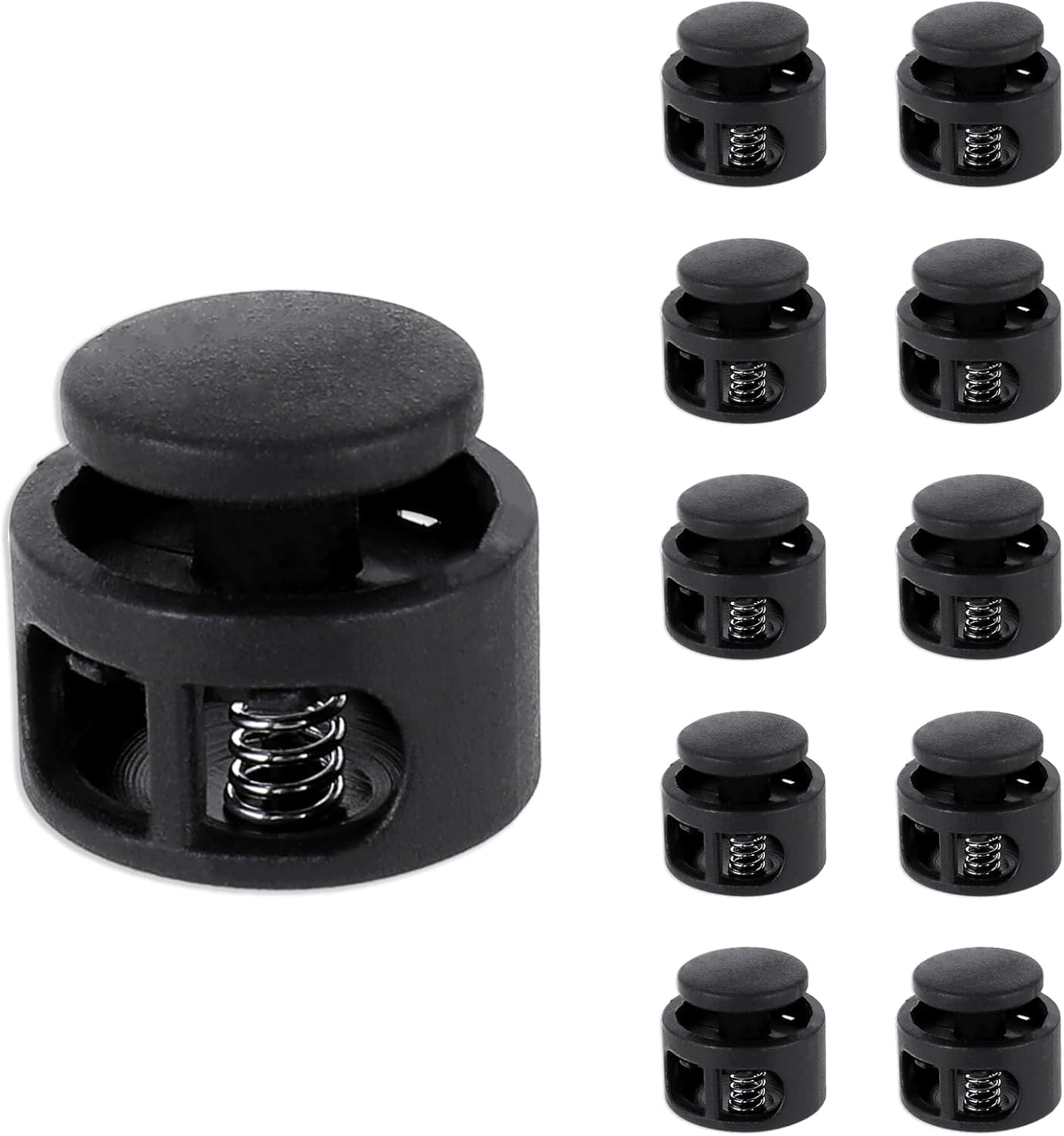 10Pcs Elastic Cord Locks Double Hole Shoe Lace Stoppers Toggle Clips for Clothin