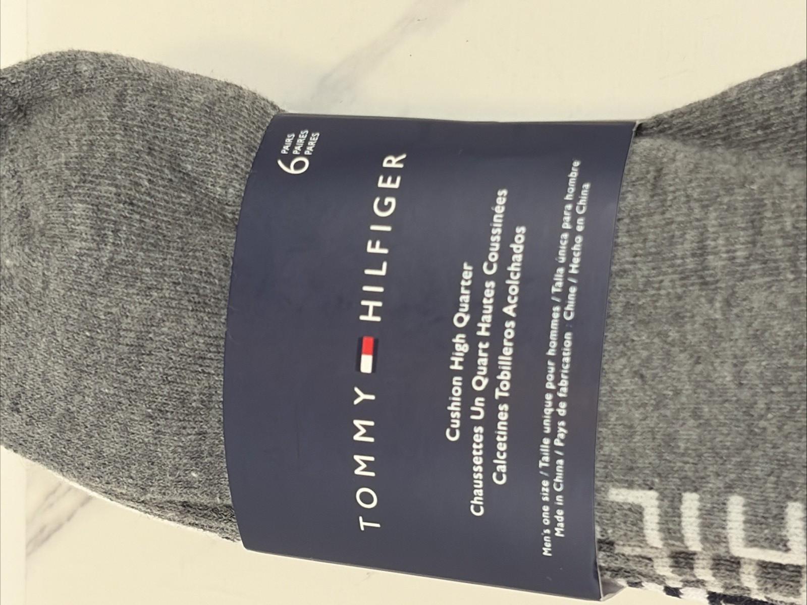 TOMMY HILFIGER Mens Quarter Crew Socks 6 Pack Size 7-12