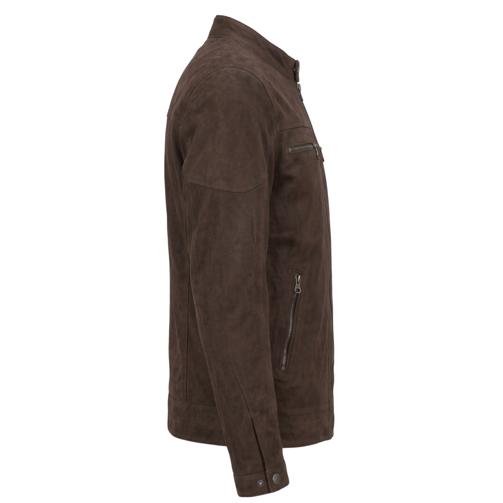 Men’s Brown Snuff Nubuck Leather Jacket – Slim Fit Style Biker Jacket