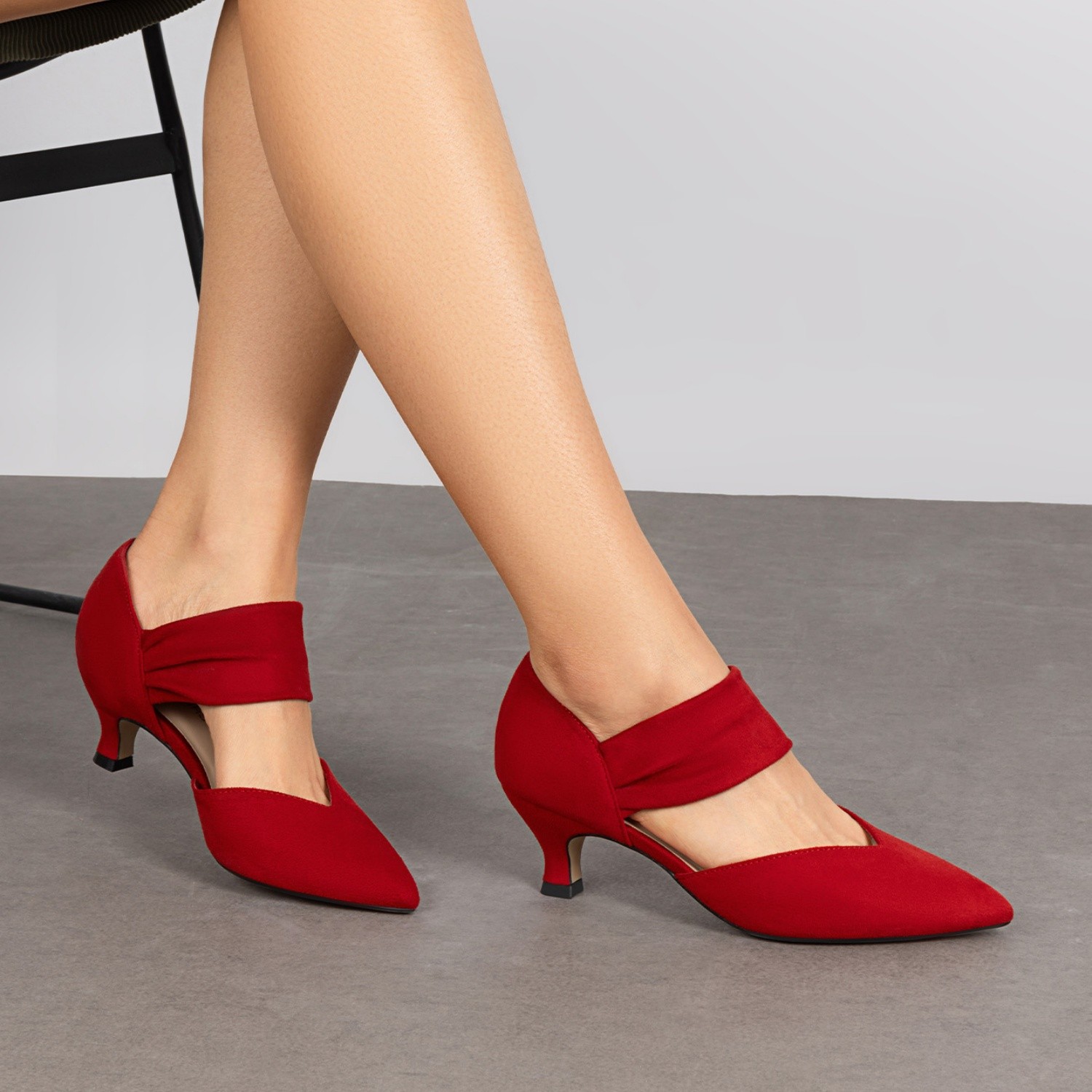 Women Pumps Low Kitten Heels Pointed Toe Work Office Party Wedding Dress Shoes
