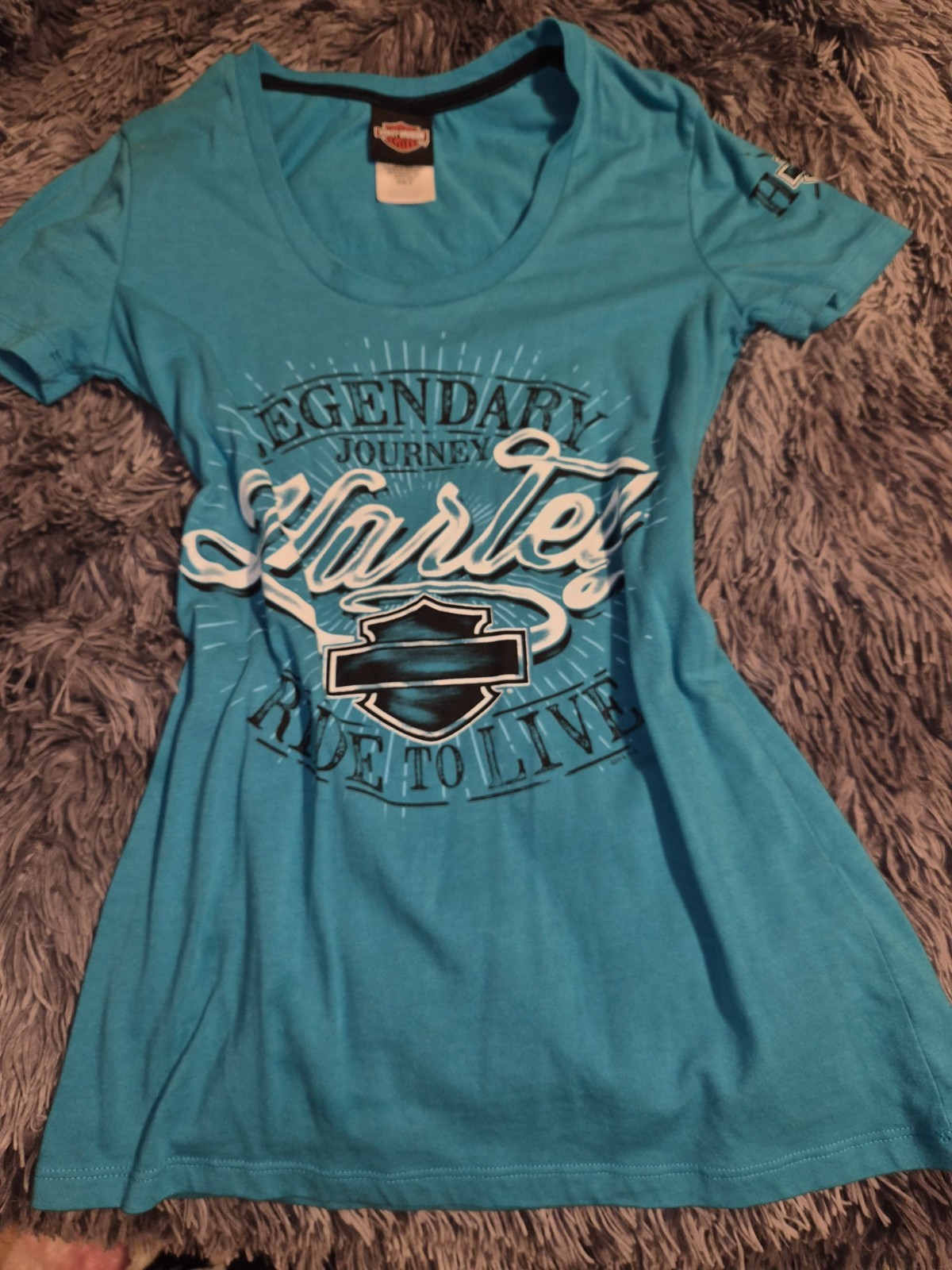womens blue harley davidson shirt size small/medium