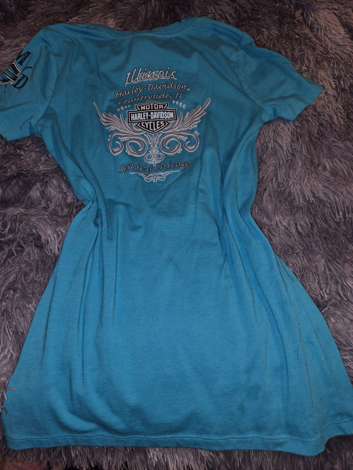 womens blue harley davidson shirt size small/medium