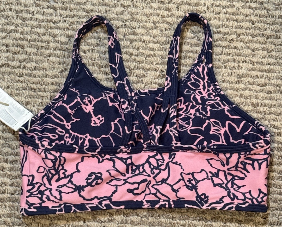 Hibiscus Print Athleta Girl Pool Days Reversible Bikini Top Size 14 Girls XL