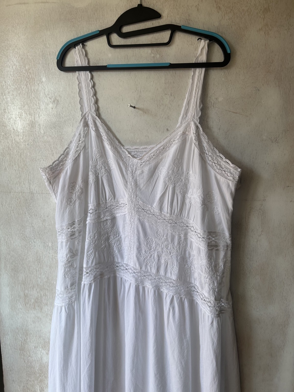White Embroidered Cami Midi Dress Size 20 Lightweight Cotton New