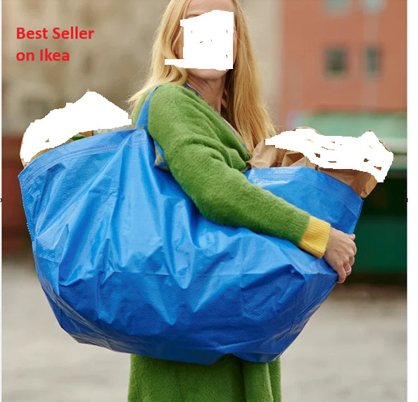 2PC IKEA Large Shopping Bag Laundry Grocery Storage Blue Durable-Frakta-19Gal