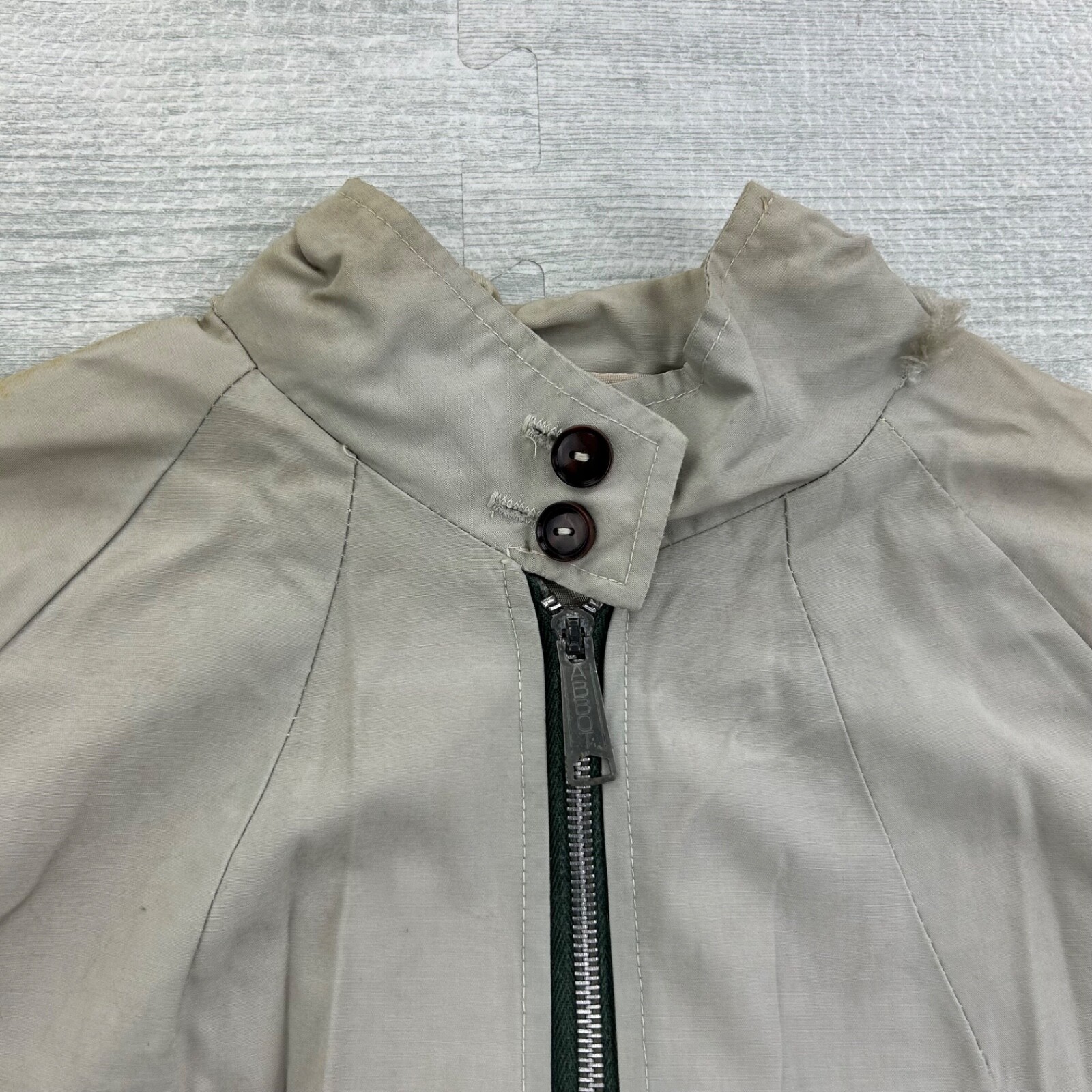 Vintage 40s 50s Chin Strap Jacket Size Medium Gray Full Zip Light Weight