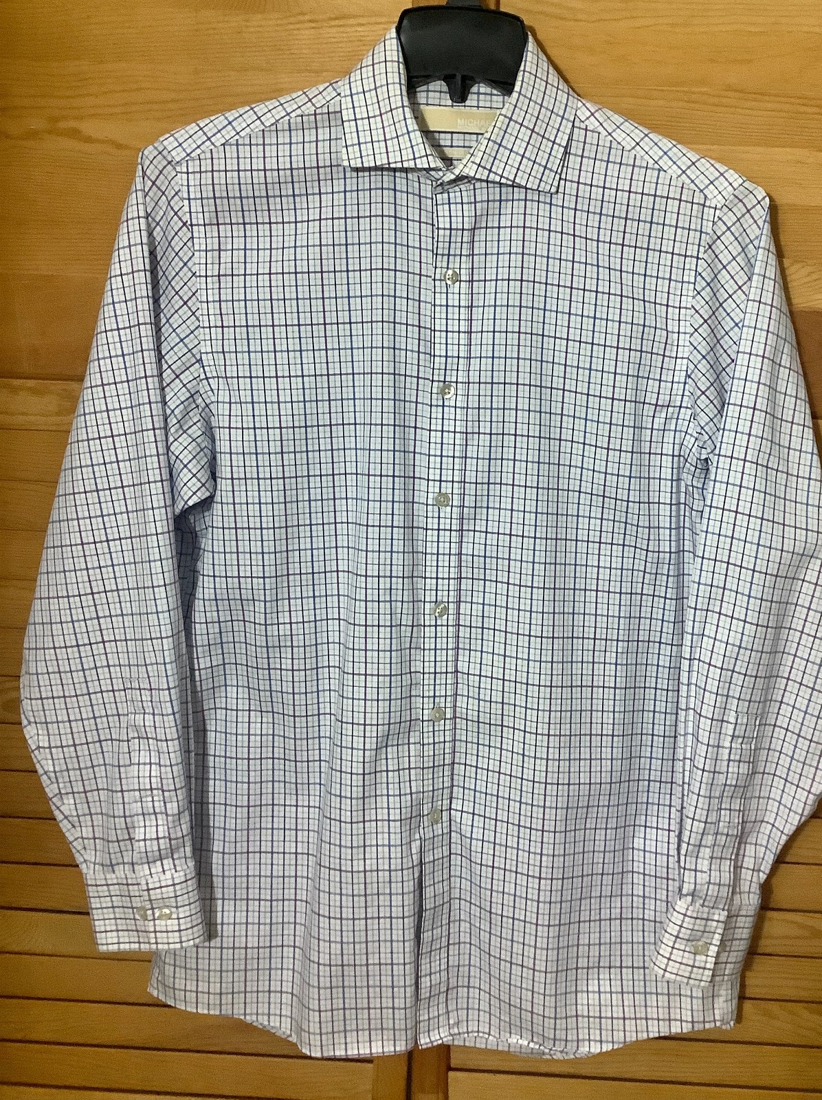 Michael Kors Plaid Button Long Sleeve Dress Shirt Medium 32/33 Non Iron