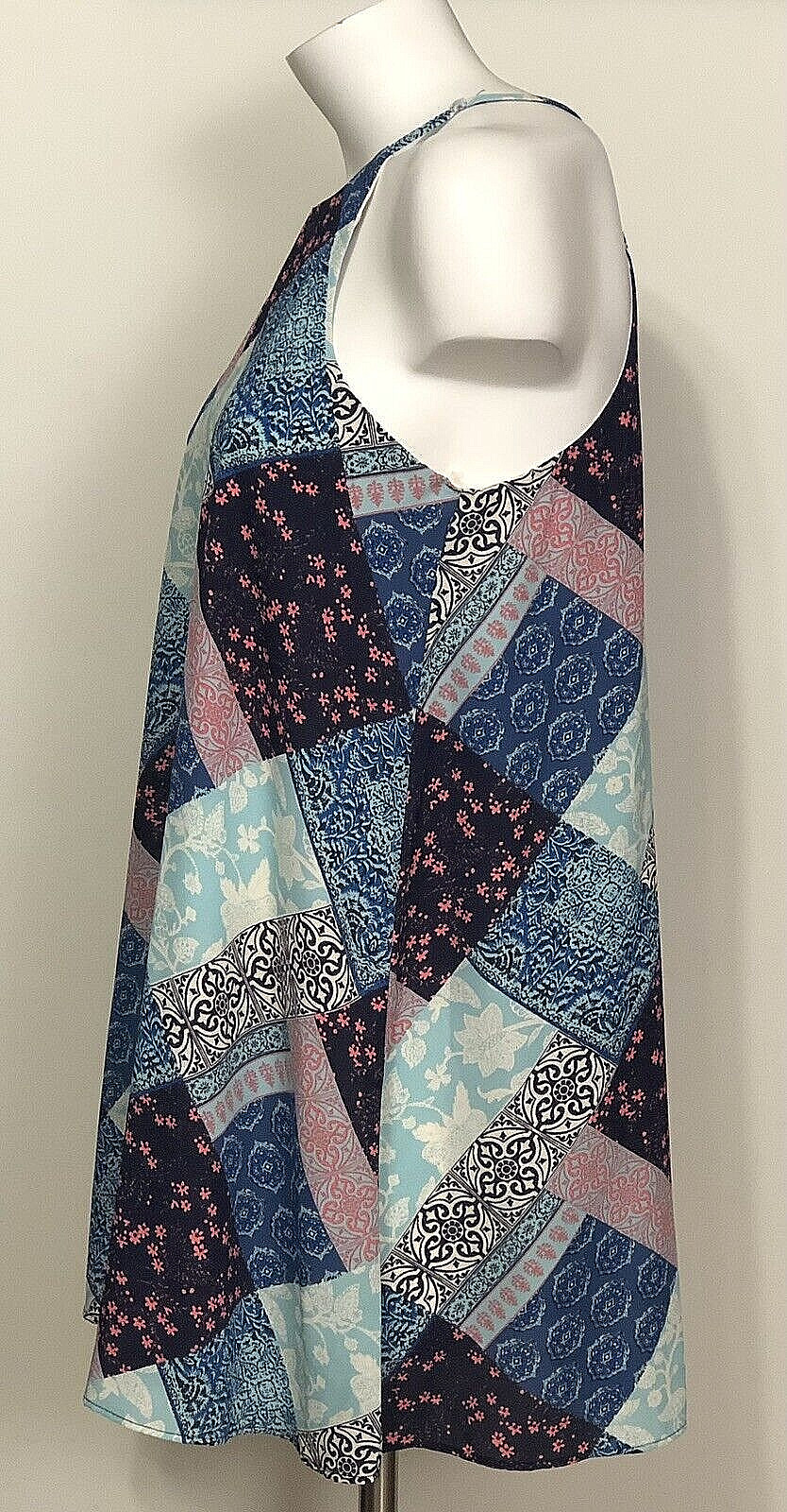 NWT WOMEN’S MOA MOA PATCHWORK MINI SWING DRESS SIZE LARGE MSRP $38.00