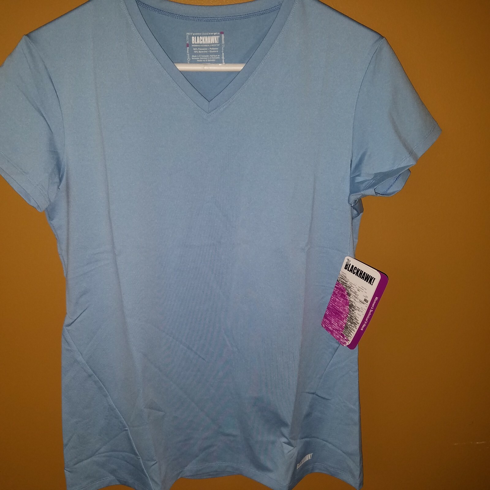 Blackhawk Women’s technical V-Neck Lg NWT Heather blue Polyester spandex