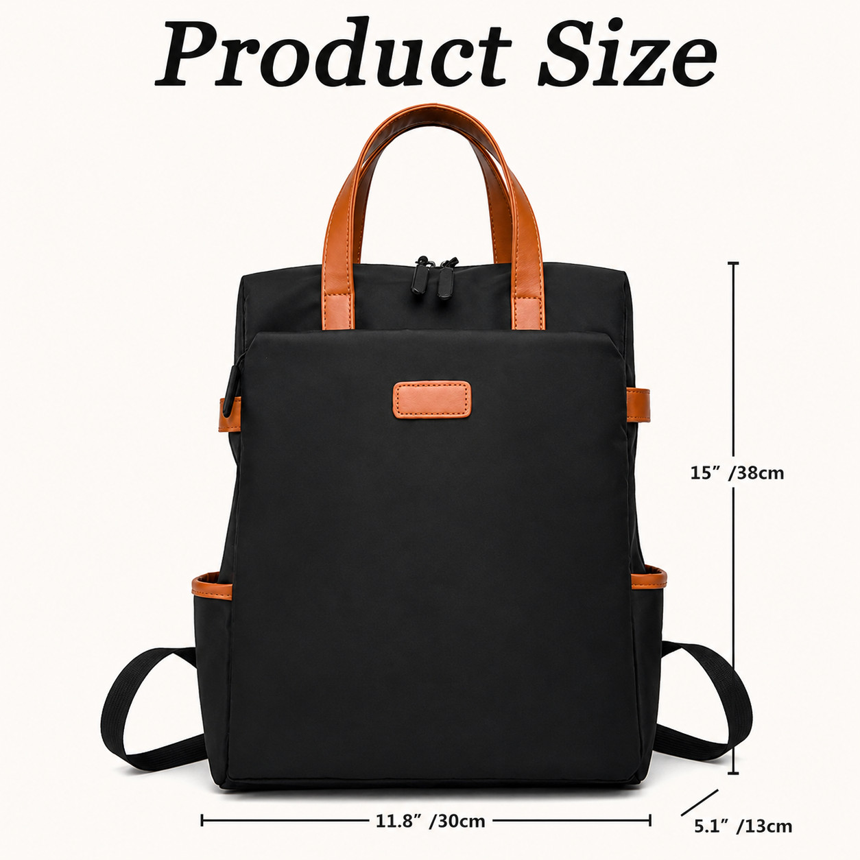 Black Nylon Convertible Backpack Tote Women Waterproof Trolley Sleeve Anti-Theft