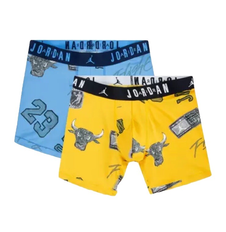 NWT. Jordan. 2 Pack. Flight Microfiber Boxer Briefs. Yellow/Blue. MRSP. $38.00