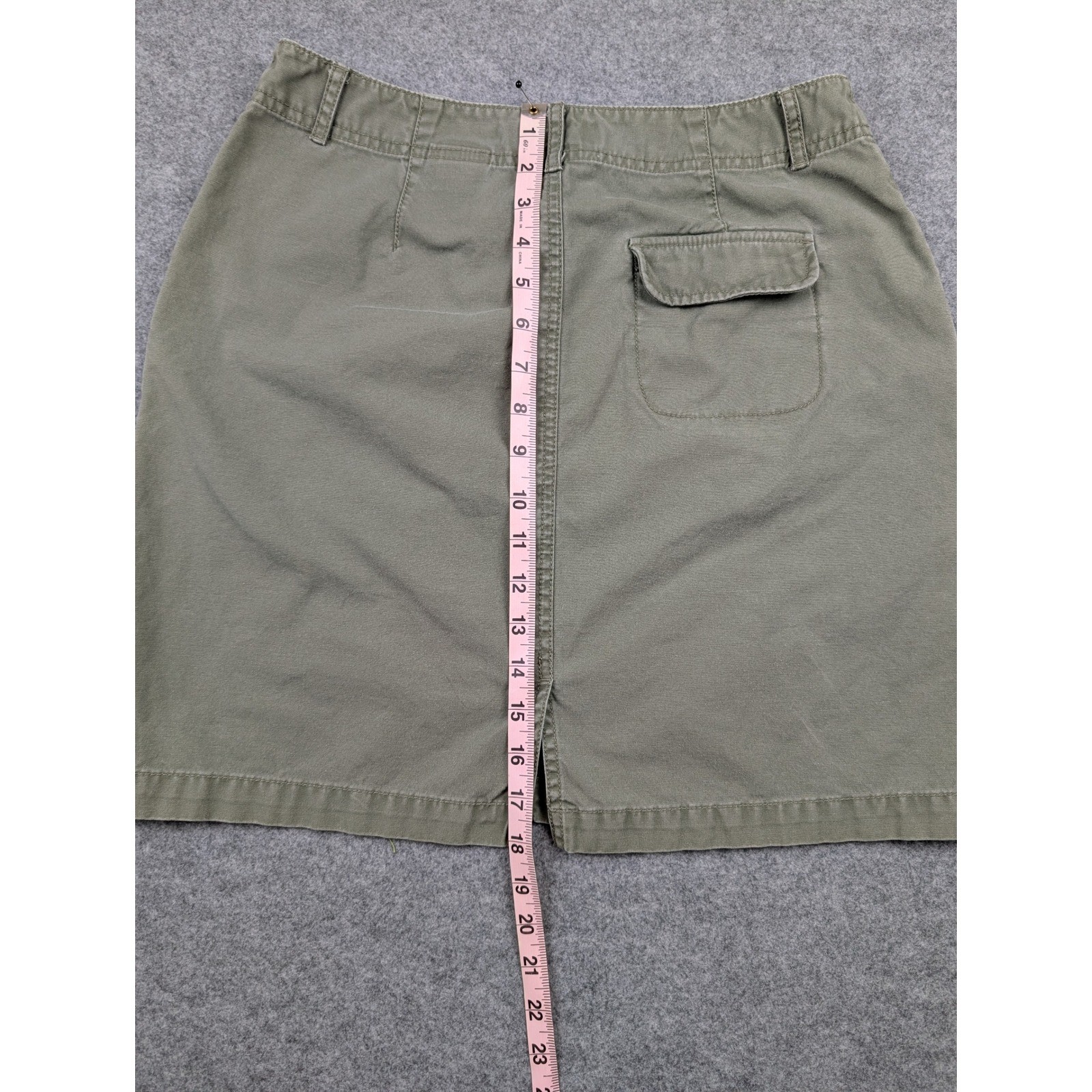 Eddie Bauer Womens Olive Green Canvas Utility Mini Skirt Outdoor Casual