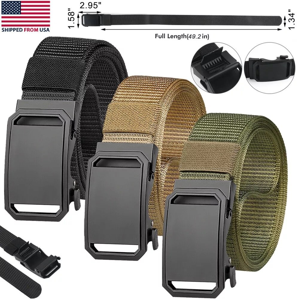 Mens Ratchet Belt Nylon Web Belts for with Automatic Slide Buckle Tactical belt