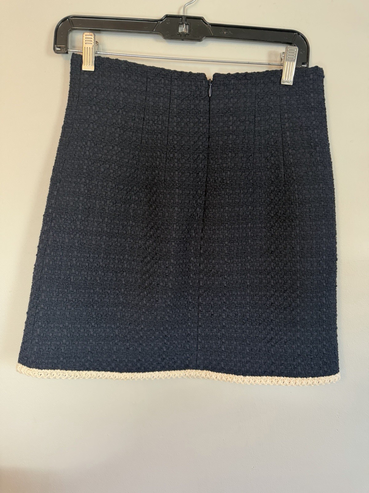 Veronica Beard Roman Mini Navy Blue Cotton Blend tweed Skirt Lined Sz 2 NWT $348
