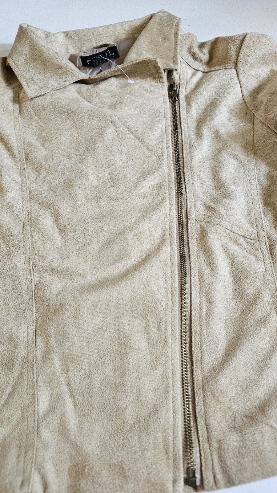 RUE 21 Apparel Faux Suede Jacket Tan Beige Zip Front Women’s Size M