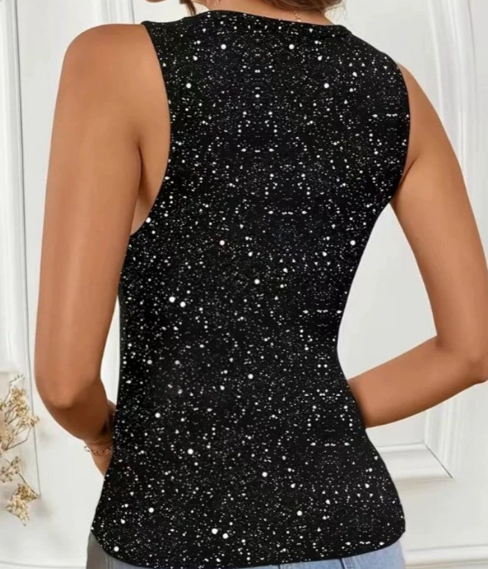 Women Embellished Mesh Sleeveless Tank Top