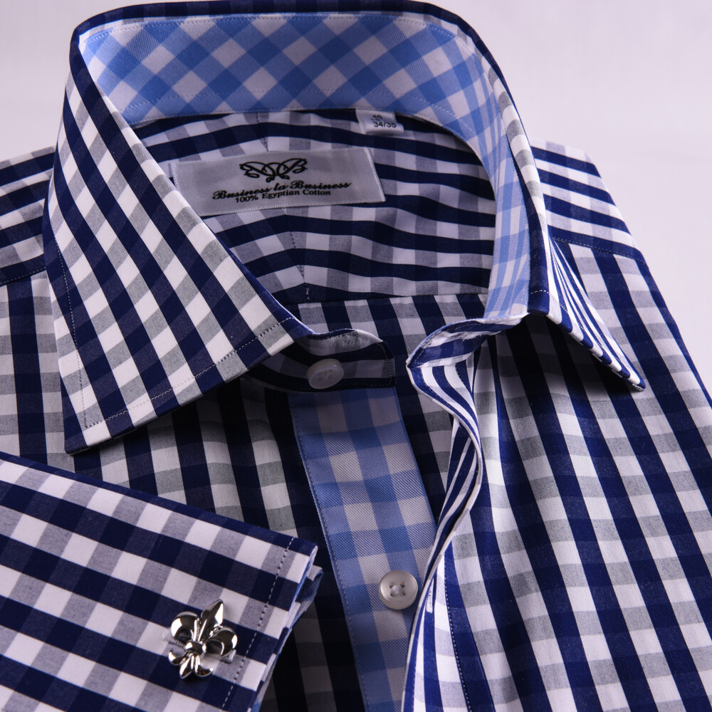 Best Classic Check Business Dress Shirt Men’s Classic Formal French Cuff Style