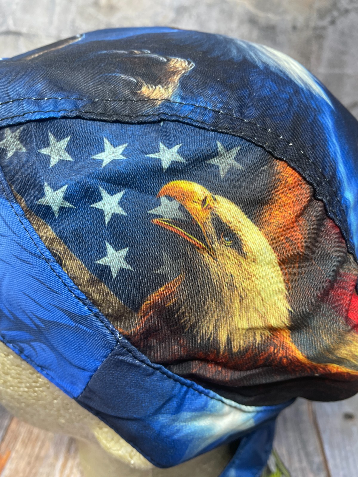 American Patrotic USA Eagle Platinum Durag Doo Rag Cap Biker Durag Sweatband