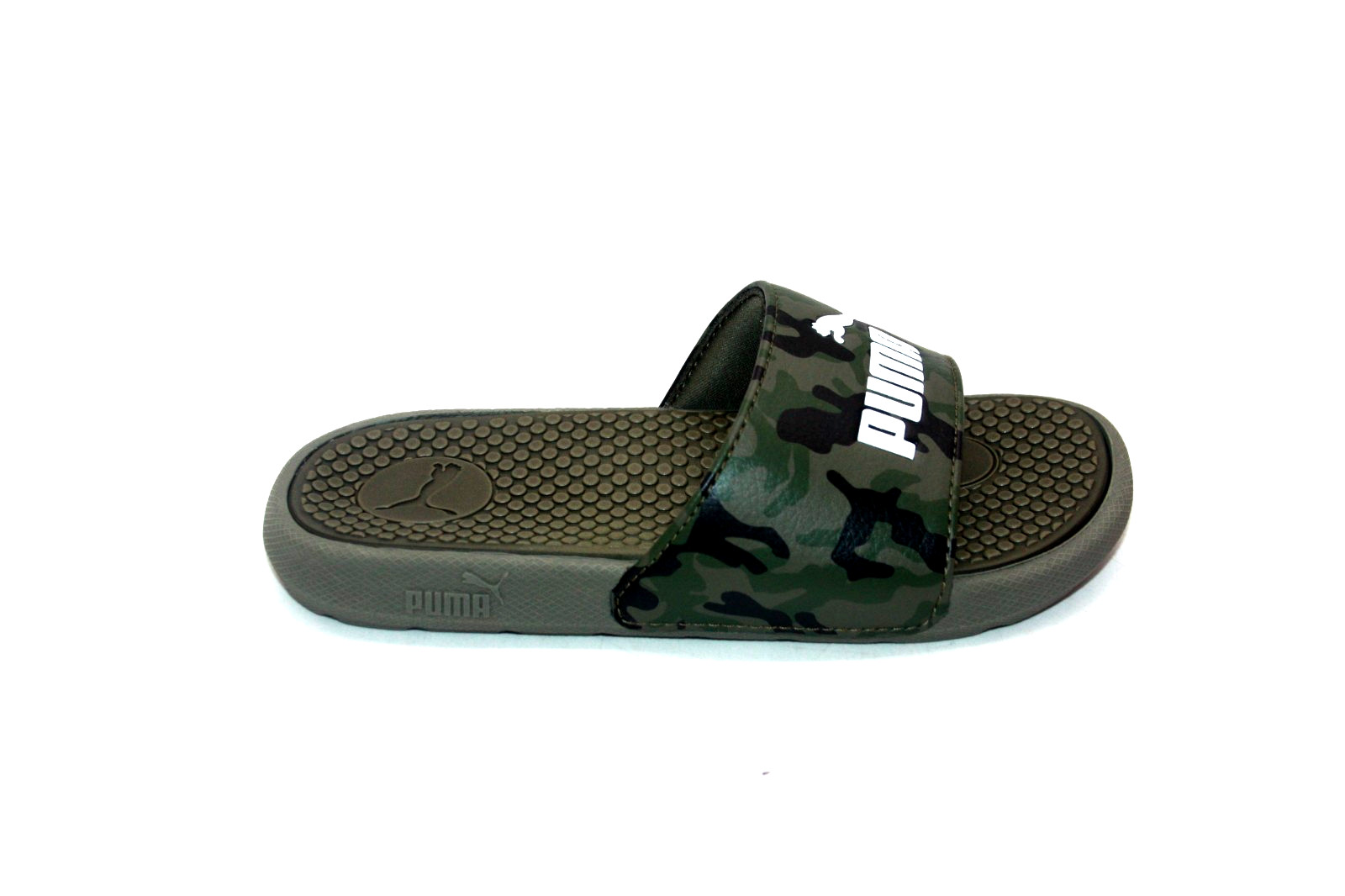 PUMA COOL CAT CAMO BX PS SLIDE SANSDAL 382626-01 DARK OLIVE /WHITE LITTLE KIDS