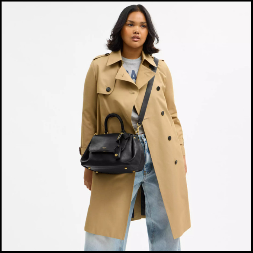 COACH CCC39 Slouchy Rogue Top Handle Bag 39 Natural Grain Leather Black Outlet