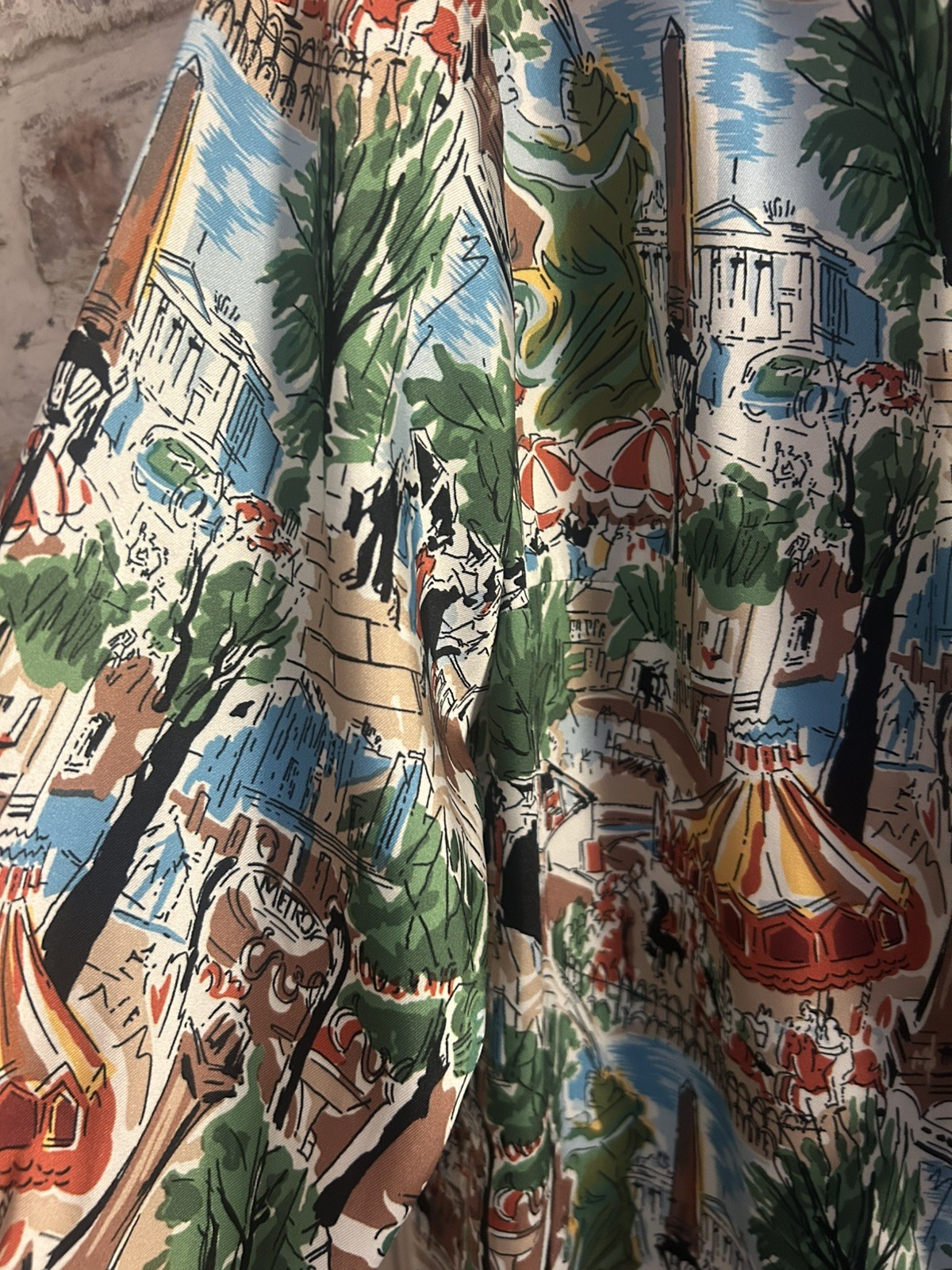 Zara Studio Paris Print Shirt Satin Dress Size M 12-14
