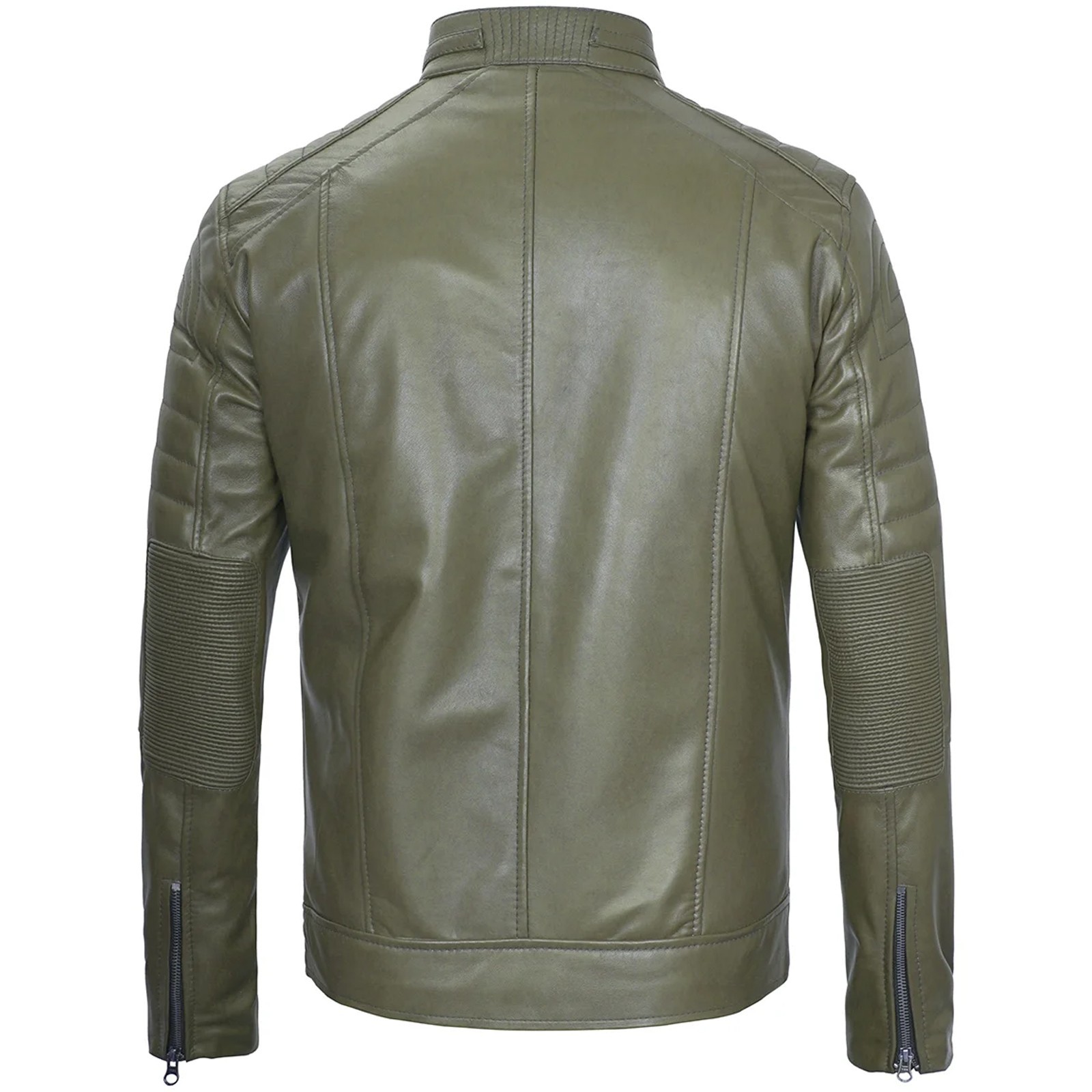 Austin Men Cafe Racer Dark Green Real Leather Jacket