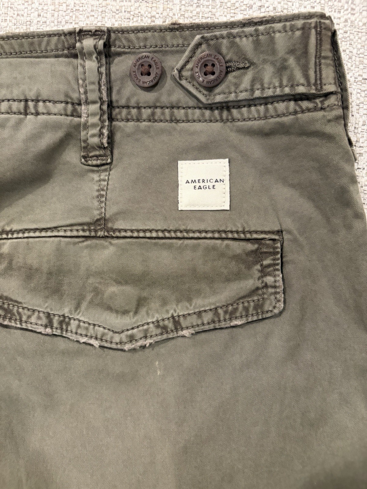 American Eagle Flex Stretch Green Cargo Pants Mens 32W Straight Fit Pockets