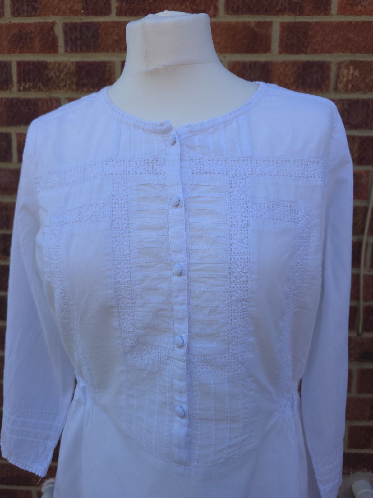 Marks & Spencer White 100% Cotton Anglaise Broderie Openwork Embroidered Blouse