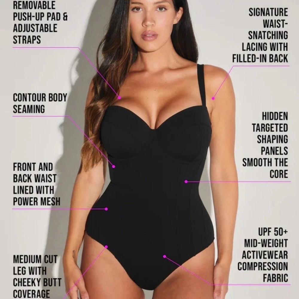 TA3 LUSHY ONE PIECE SWIMSUIT BLACK PUSH UP WIRED SIZE MEDIUM M REG/LONG F/G NEW