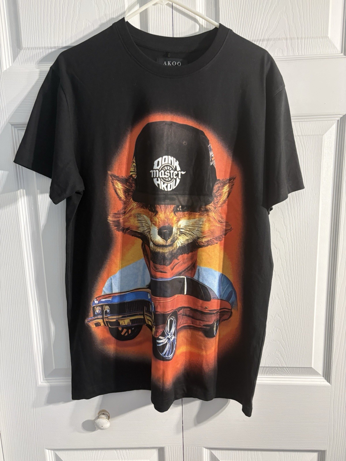 AKOO x Donkmaster Graphic T-Shirt Mens Black In & Out Customs Fox Donk Car (A1)