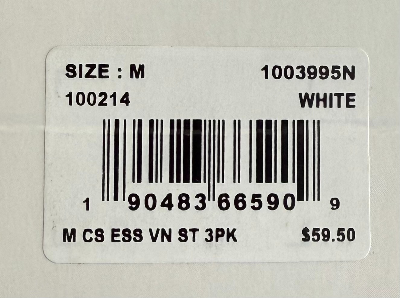 Tommy John 1003995N V-Neck 3 Pk Cool Cotton Stretch White Shirt (New in Box)