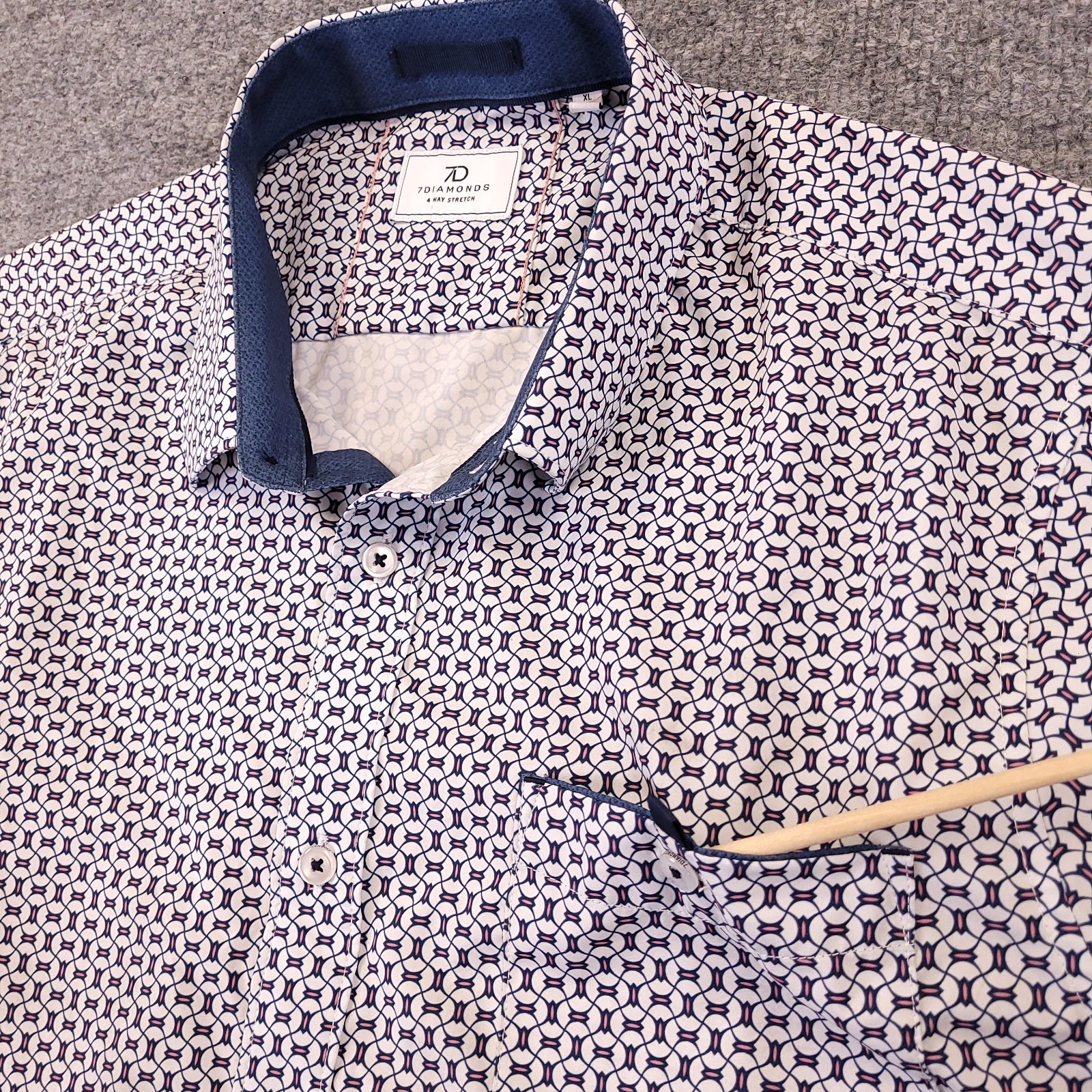 7D 7 Diamonds Halden 4 Way Stretch Woven Shirt Mens XL Abstract Geometric Spread