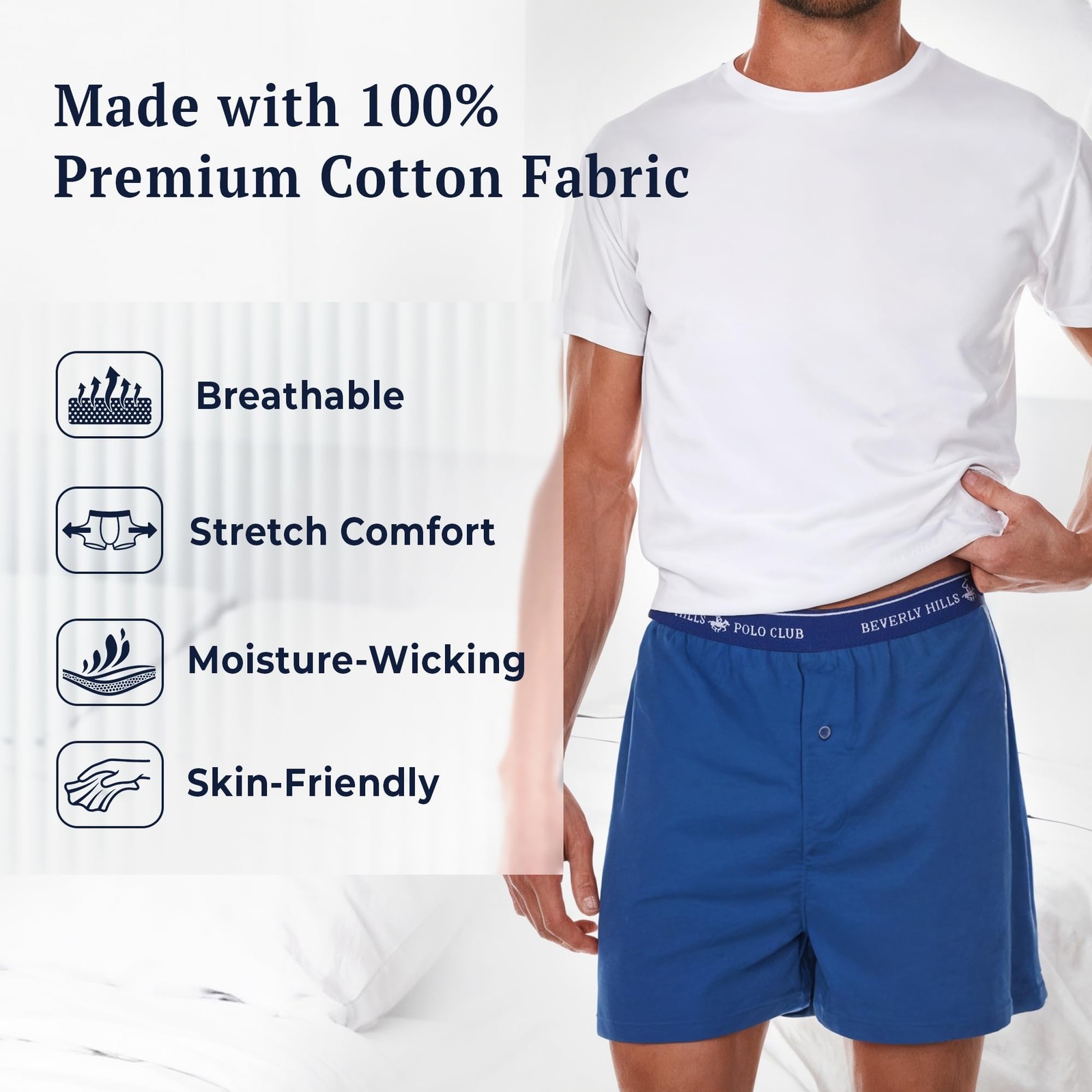 Beverly Hills Polo Club Men’s 4 Pack Knit Boxer Shorts
