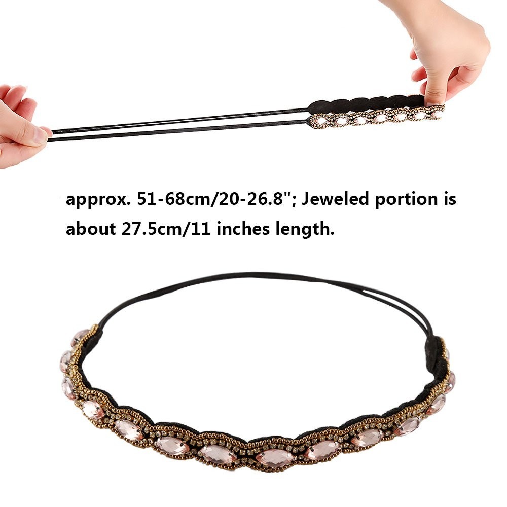 5pcs Hairbands for Women, 5 Rhinestone Beaded Headbands, Head Bands for Women…