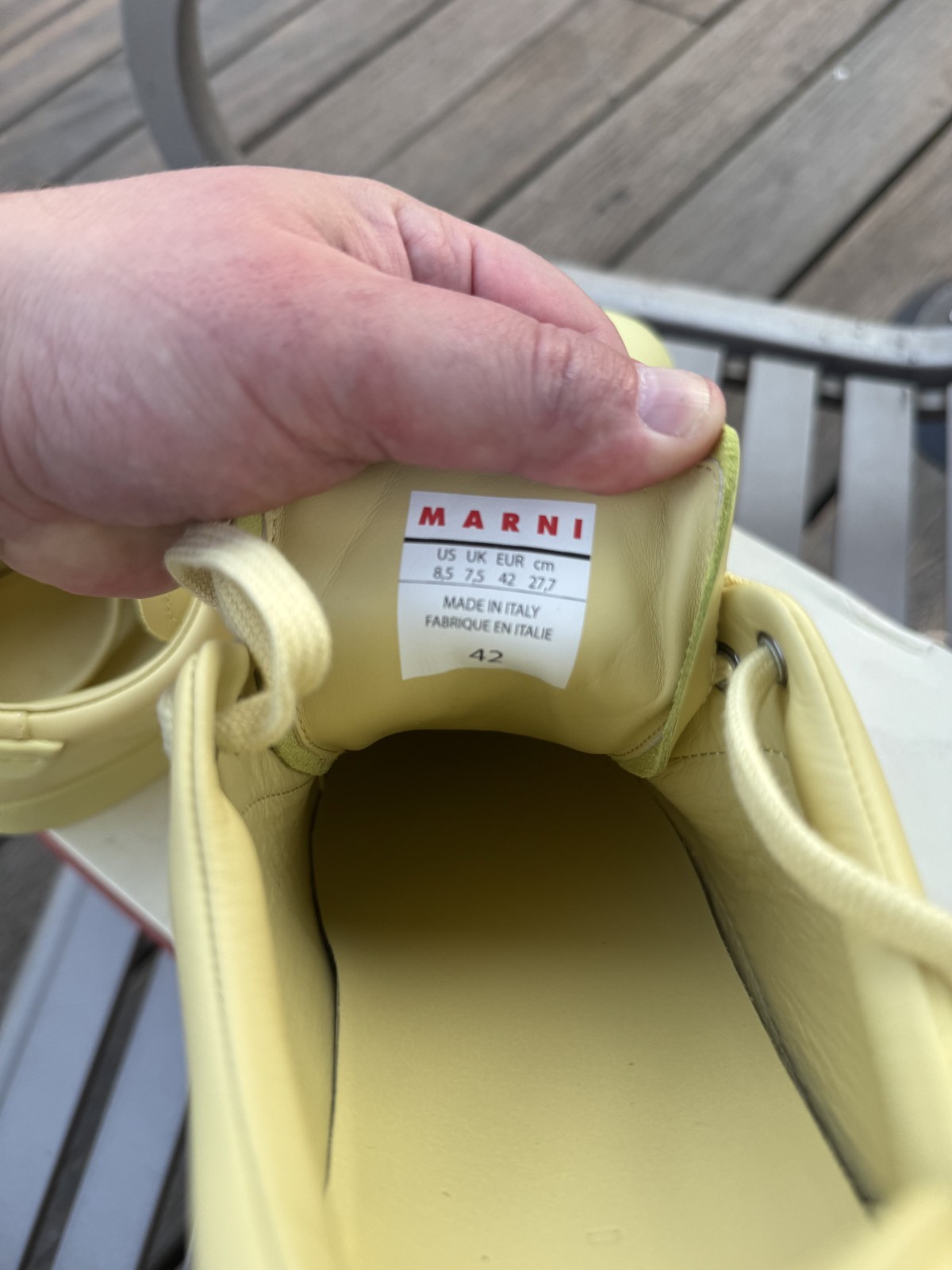 Marni yellow leather low top sneakers size EU 42 new with box