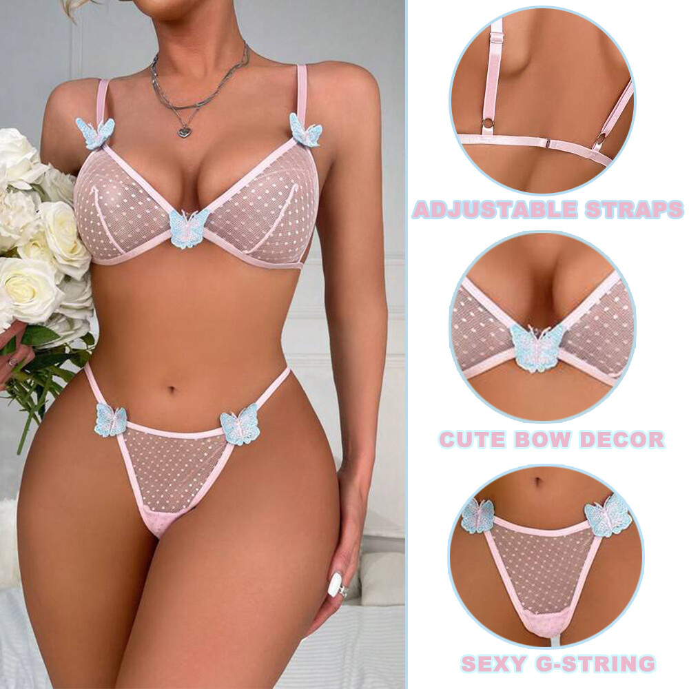 Women’s Sexy Lingerie Lace Babydoll Bra Thong Set Sleepwear Underwear Nightwear