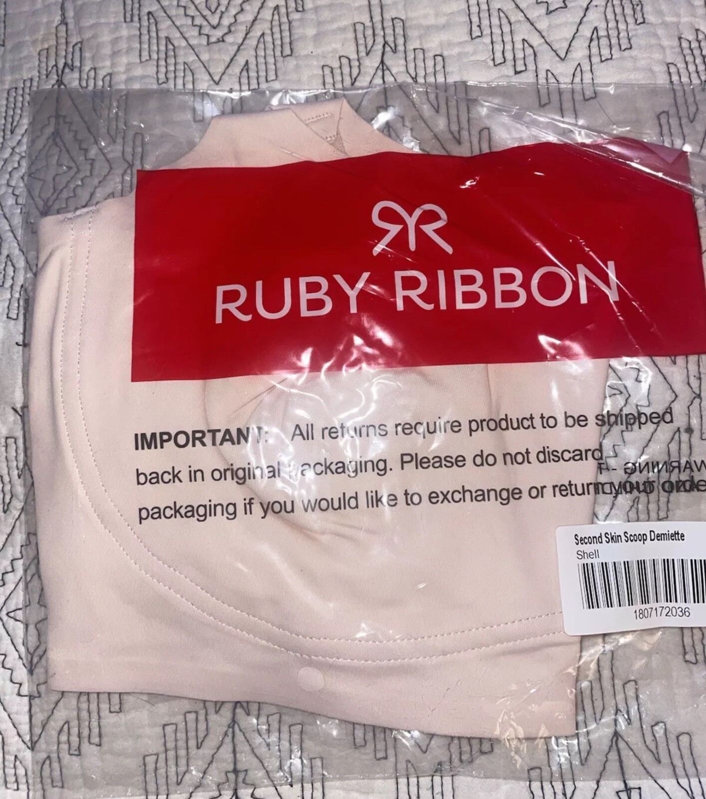 RUBY RIBBON SECOND SKIN SCOOP DEMIETTE #1807 NWOT