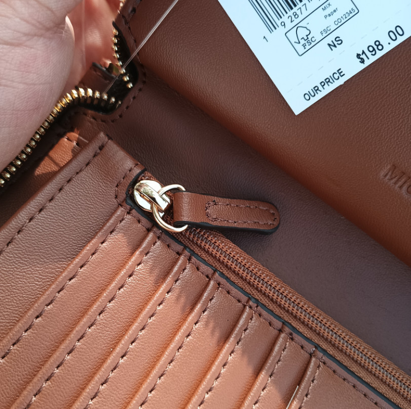 Michael Kors Travel Large Flat MF Phone Case Wristlet Women Wallet Brown