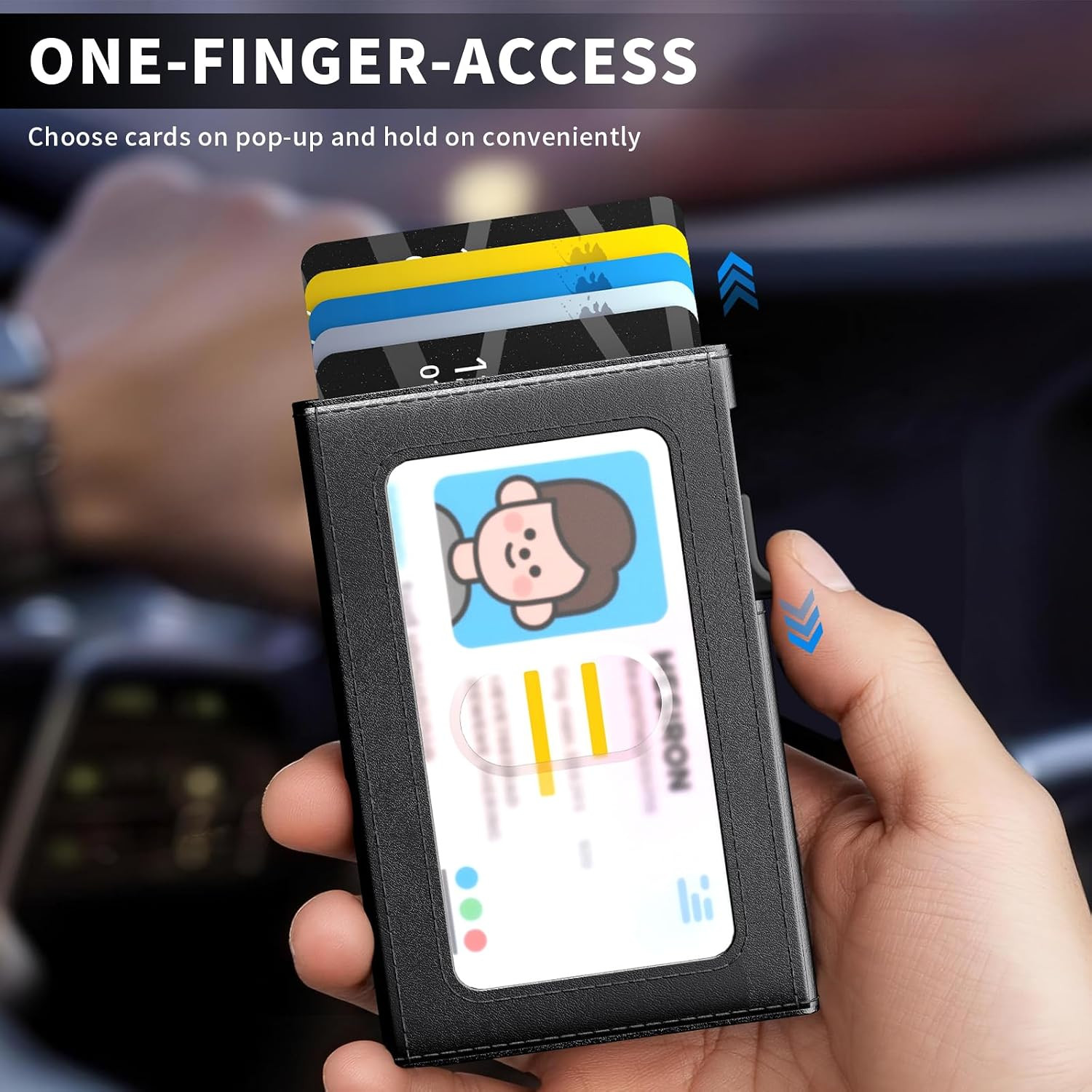 Men Slim Minimalist Pop-Up Smart Wallet RFID Blocking Money Clip Single Fold
