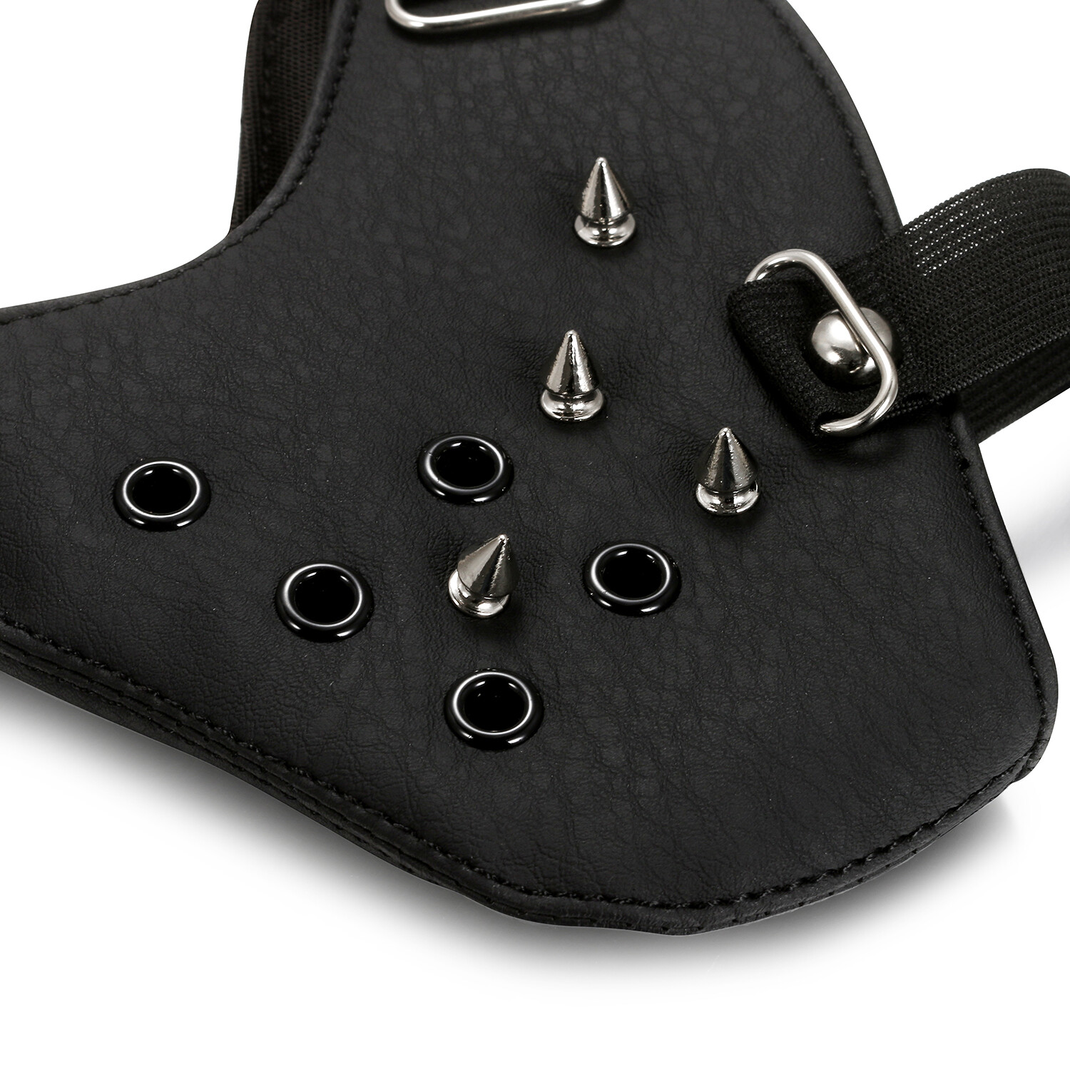 Punk Black PU Leather Rivet Half Face Mask Outdoors Motorcycle Biker Protection