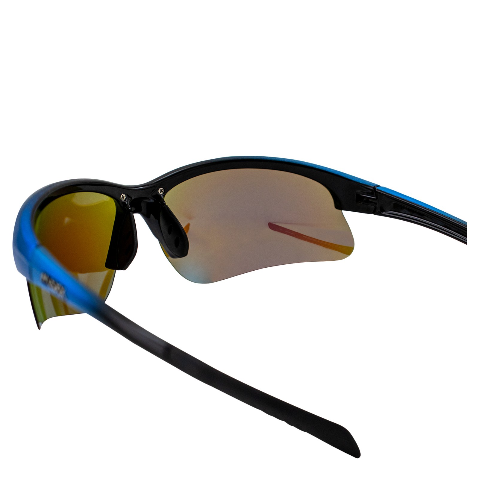 Maxx Domain Sport Golf Sunglasses Black and Blue with Polarized Blue Mirror Lens