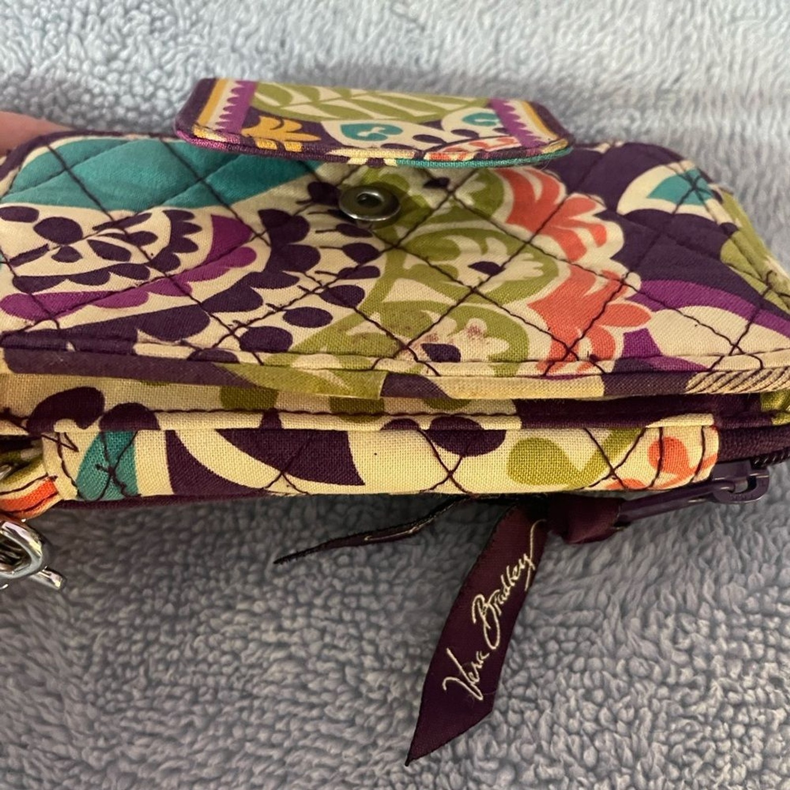 Vera Bradley Plum Crazy Smartphone Wristlet-Cotton Quilted-Retired