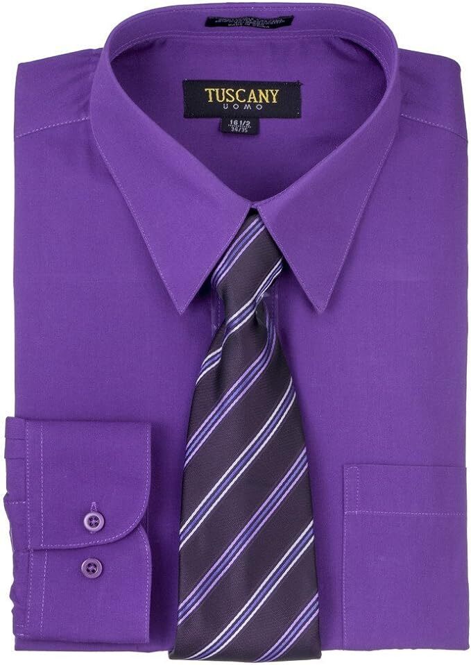 Men’s Dress Shirts With Matching (Random design) Tie Set Cotton Blend Shirt Set