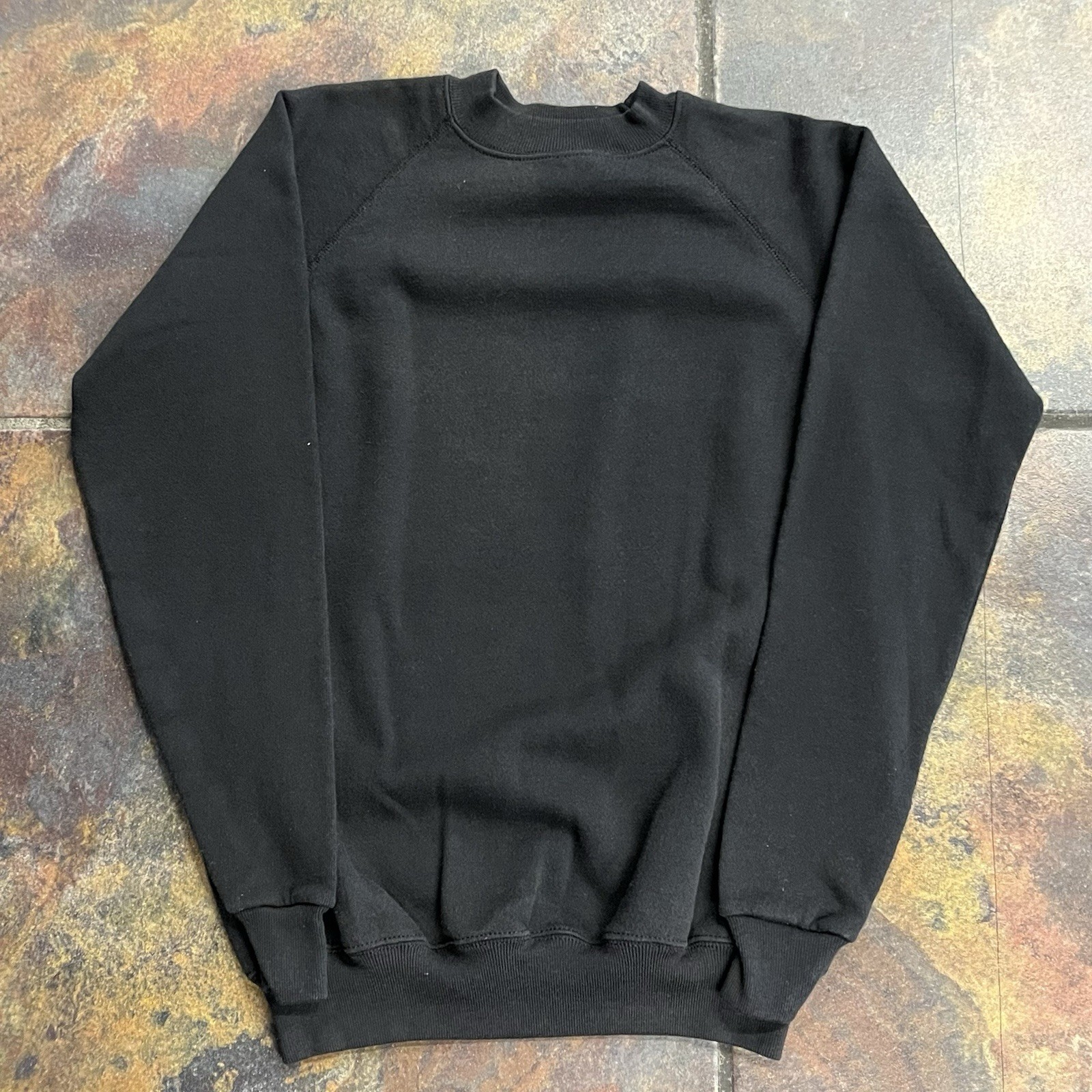 Vintage 80s 90s Hanes 50/50 USA Made Blank Black Raglan Sweatshirt Size M