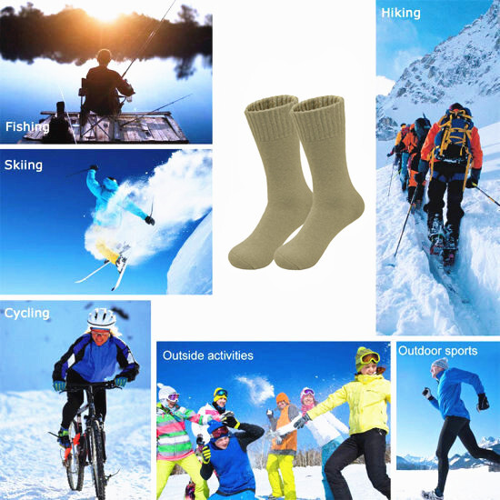 3-12 Pairs Mens Winter Merino Lambs Wool Warm Soft Thermal Crew Socks Size 10-13