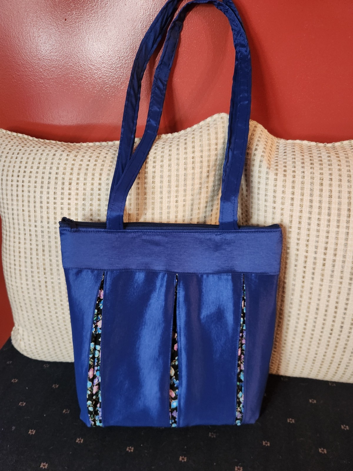 Royal Blue Satin Tote Bag
