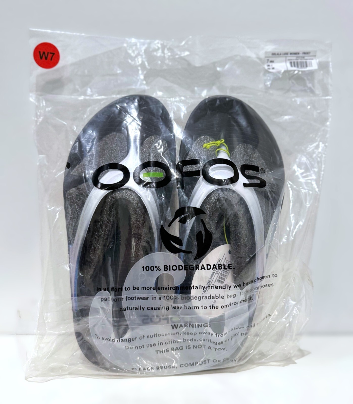 OOFOS OOLALA Women’s Recovery Sandal #1401 – Black/Frost – Choose Size