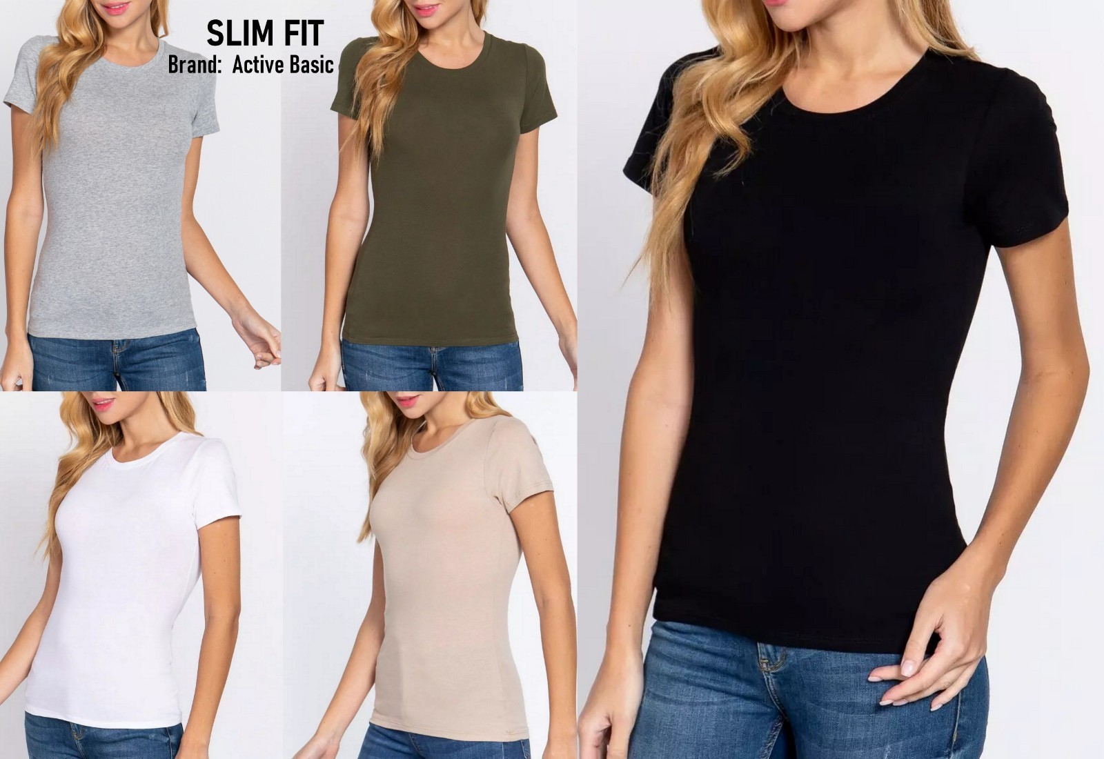 Women’s Crew Neck Cotton T-shirt Short Sleeve Basic Plain Tee Soft Stretch Top
